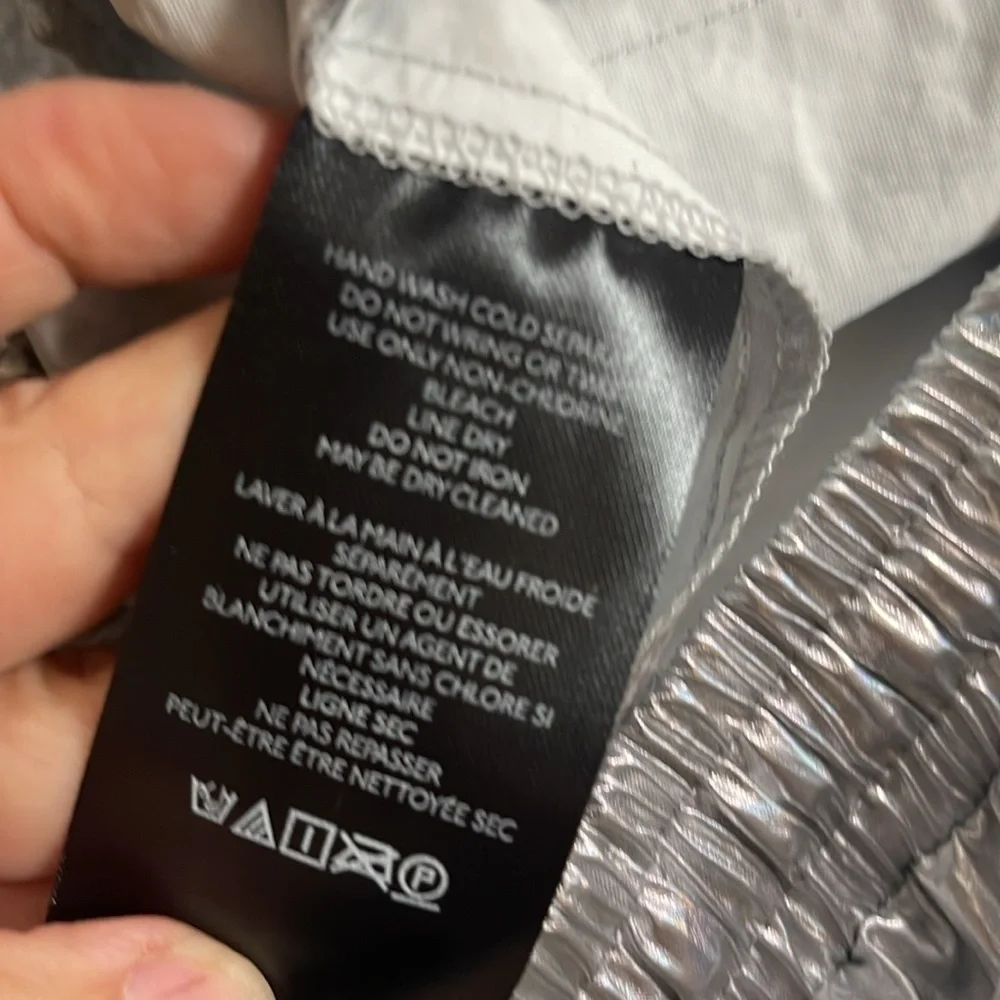 New Anthropologie Metallic Silver Shine Cargo Maxi Skirt Women’s Size Small - Picture 14 of 16